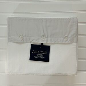 Ralph Lauren RL 624 TC Organic Sateen Border Queen‎ Flat Sheet Platinum NWT $185